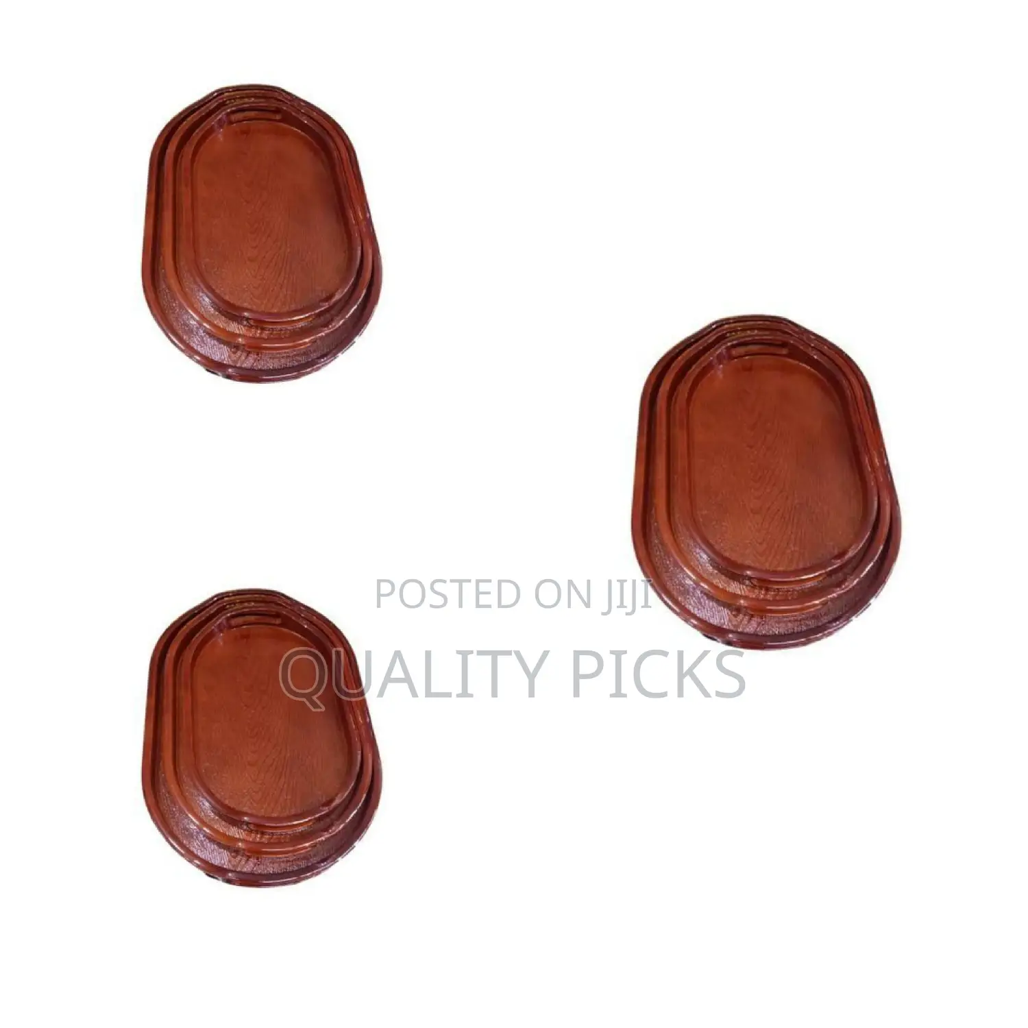 3pcs Oval-Shaped Bamboo Serving Trays