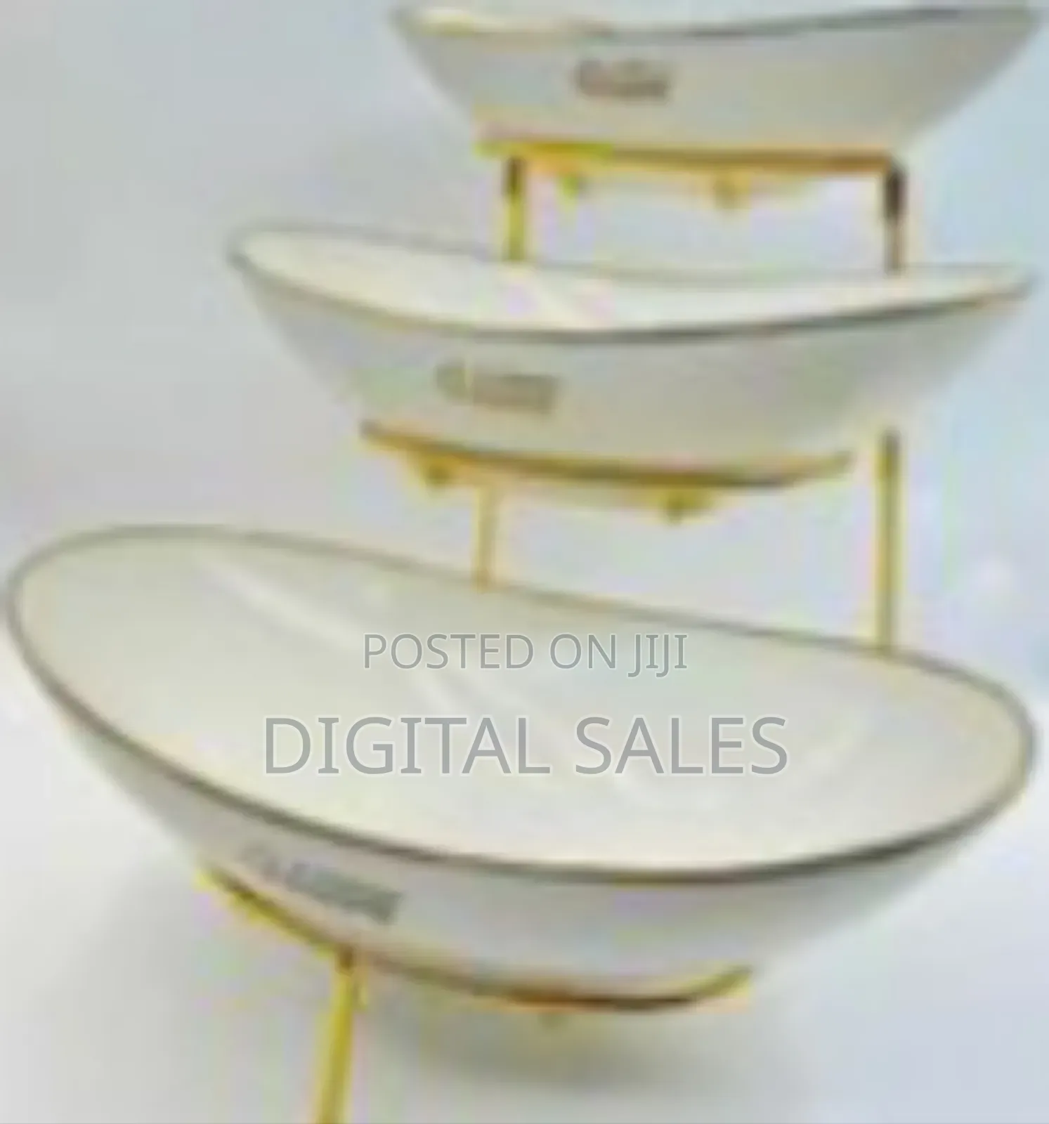 Three-Tiered Oval Serving Stand With Bowls