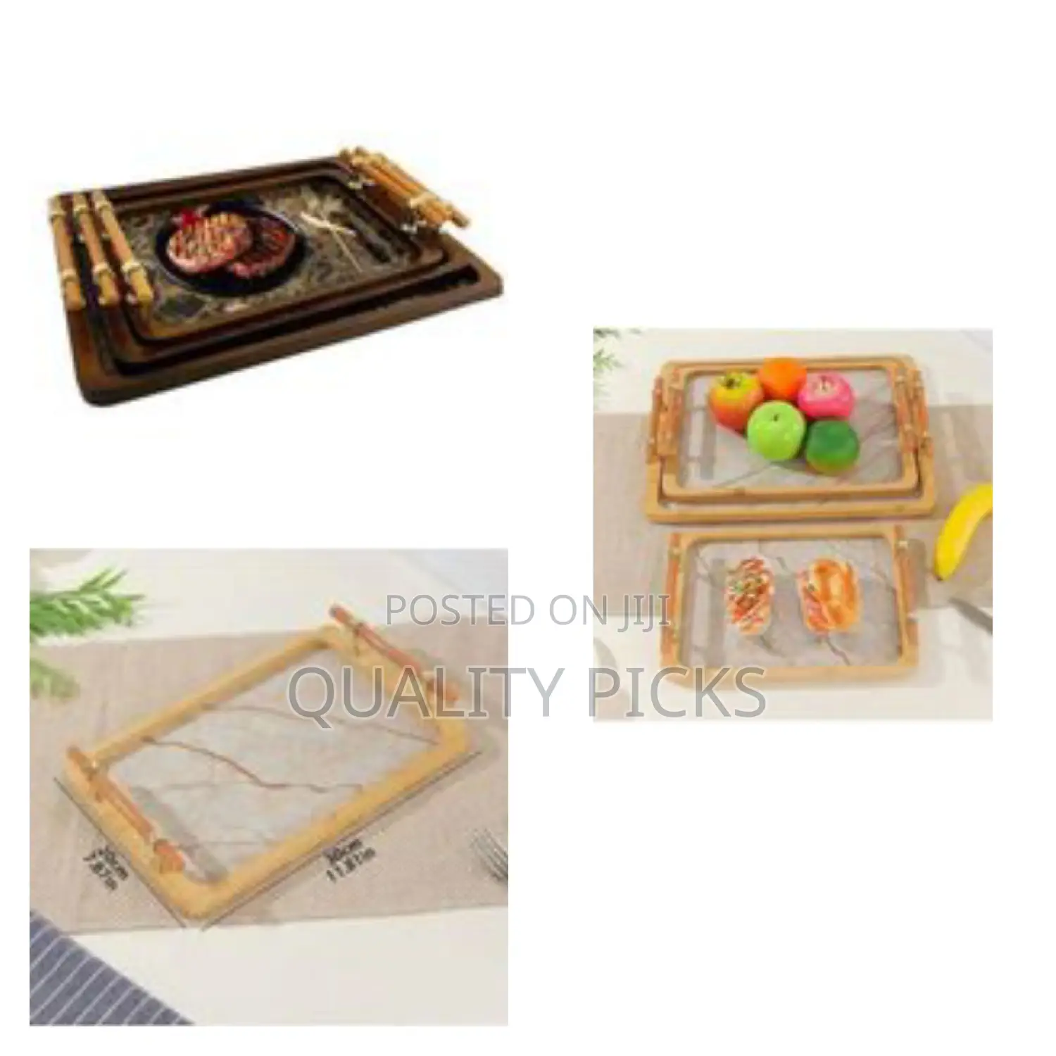 3 Pieces Serving Tray With Handles