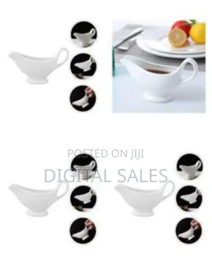 6-Piece Set of Classic White Ceramic Gravy Boats -