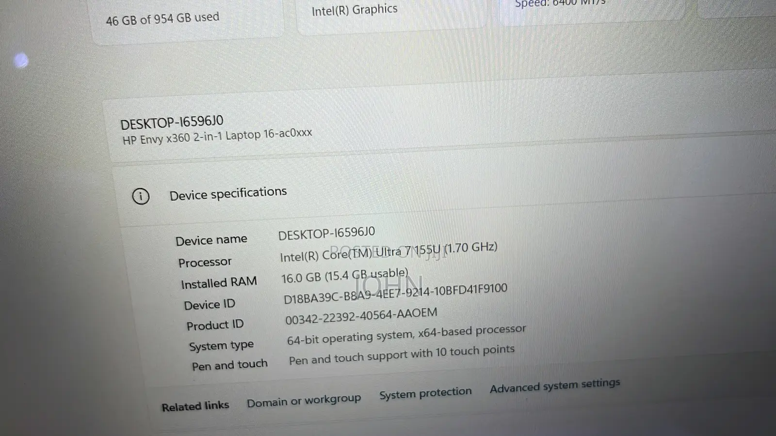 New Laptop HP Envy 15 16GB Intel Core Ultra 7 SSHD (Hybrid) 1T
