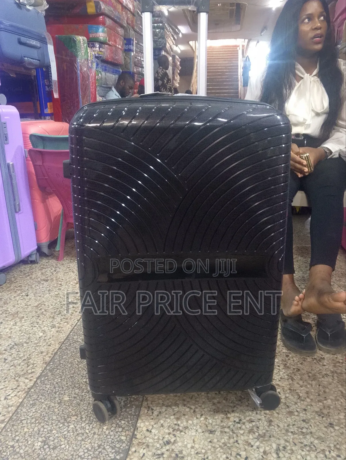 Rubber Plastic Suitcases. Large. ( Black)