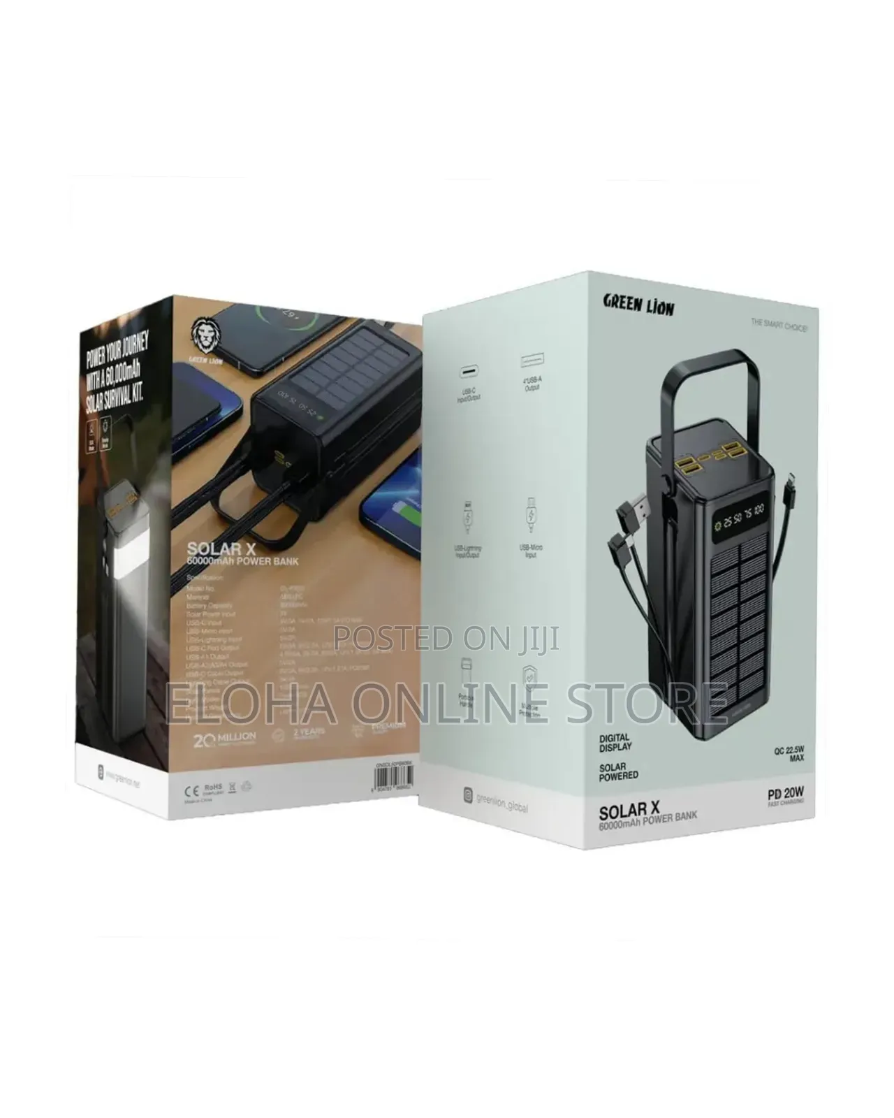 Green Lion Solar X 60000mah Power Bank Pd 20w - Black