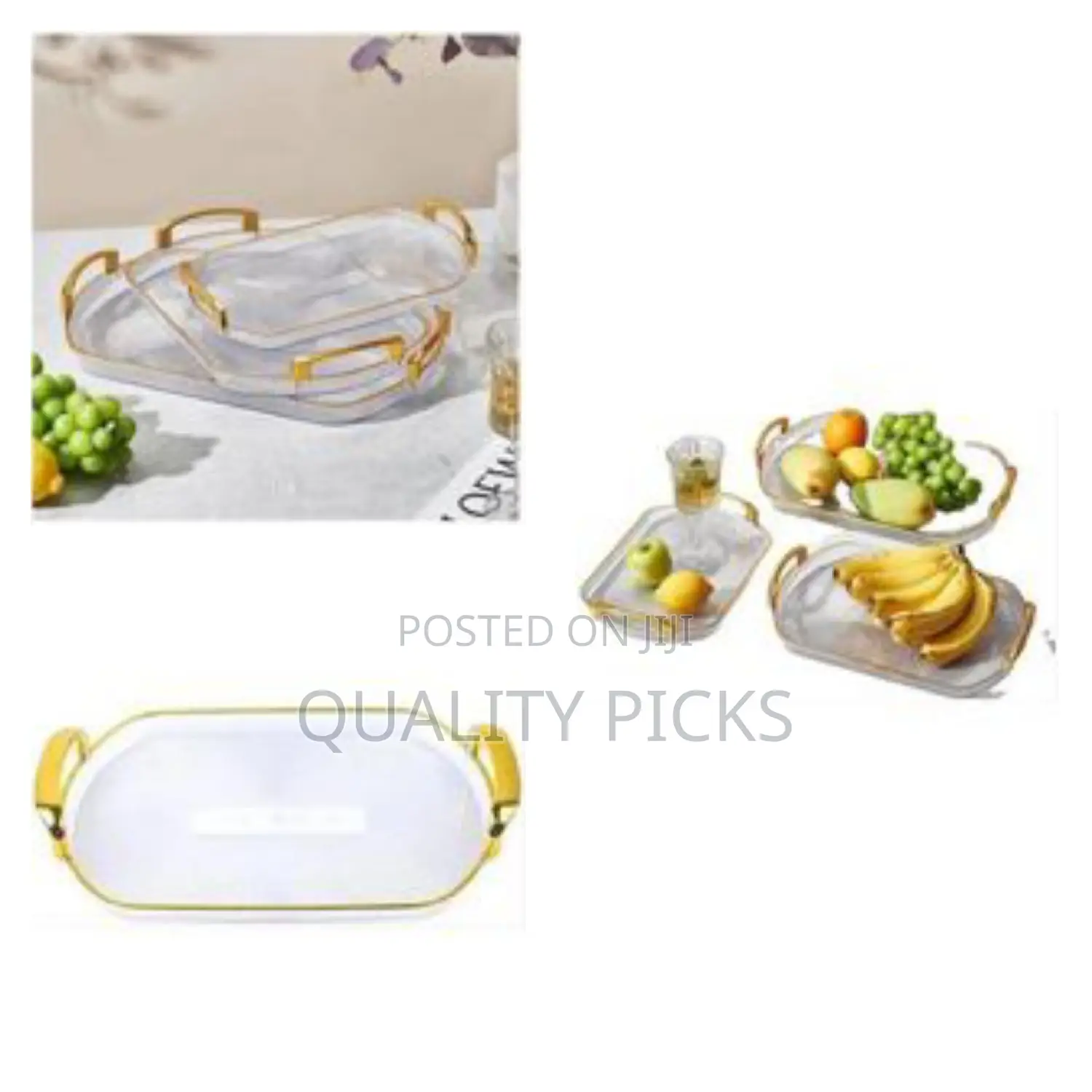 3 Pieces of Rectangle Food Tray Fruit Tea Table Serving Tray Home in ...