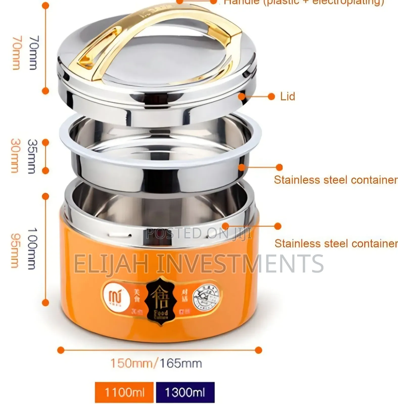 1300ml Insulated Stainless Steel Bento Box Thermos Food Flask