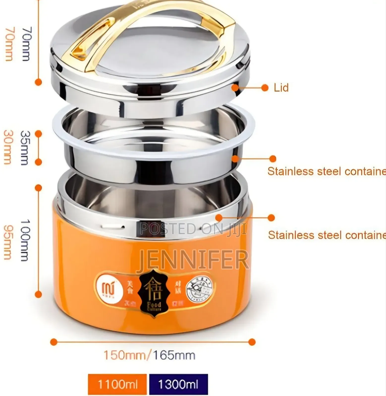 1300ml Insulated Stainless Steel Bento Box Thermos Food Flask