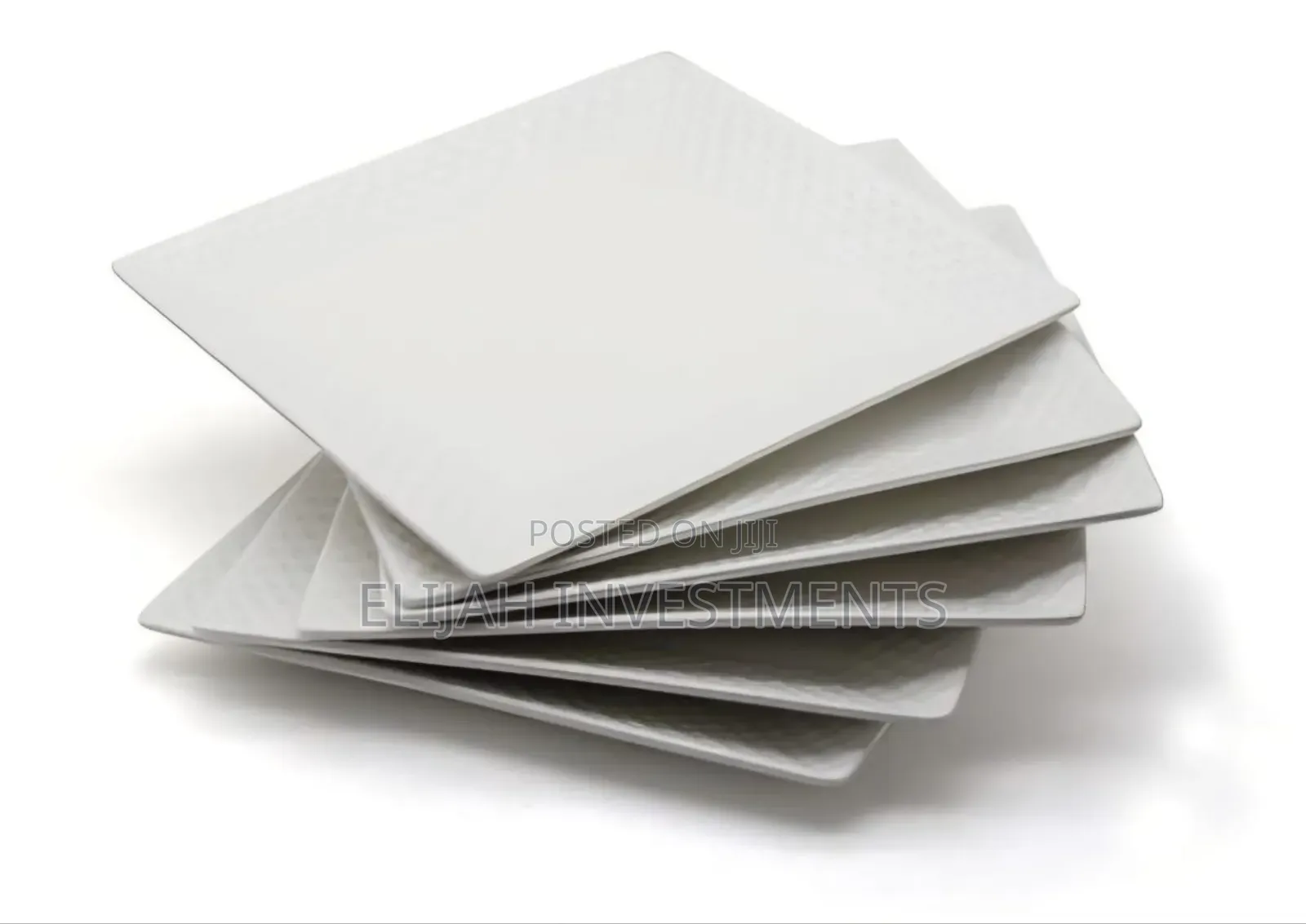 6 Pieces of Square Checked Plates -White.