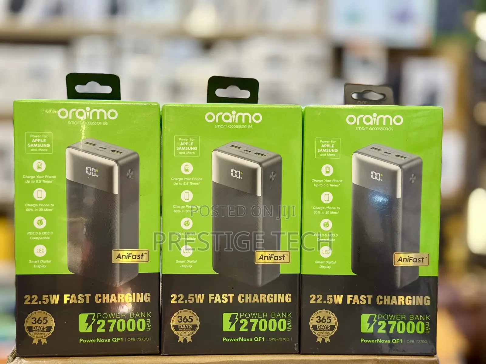 Oraimo 27000mah Power Bank | Power Nova 22.5w Charging | Smart Display