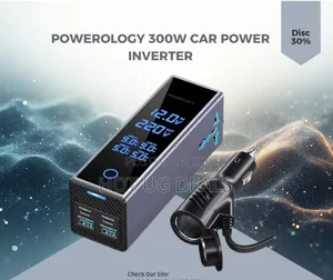 Powerology 2ac Socket Car Power Inverter - Gray