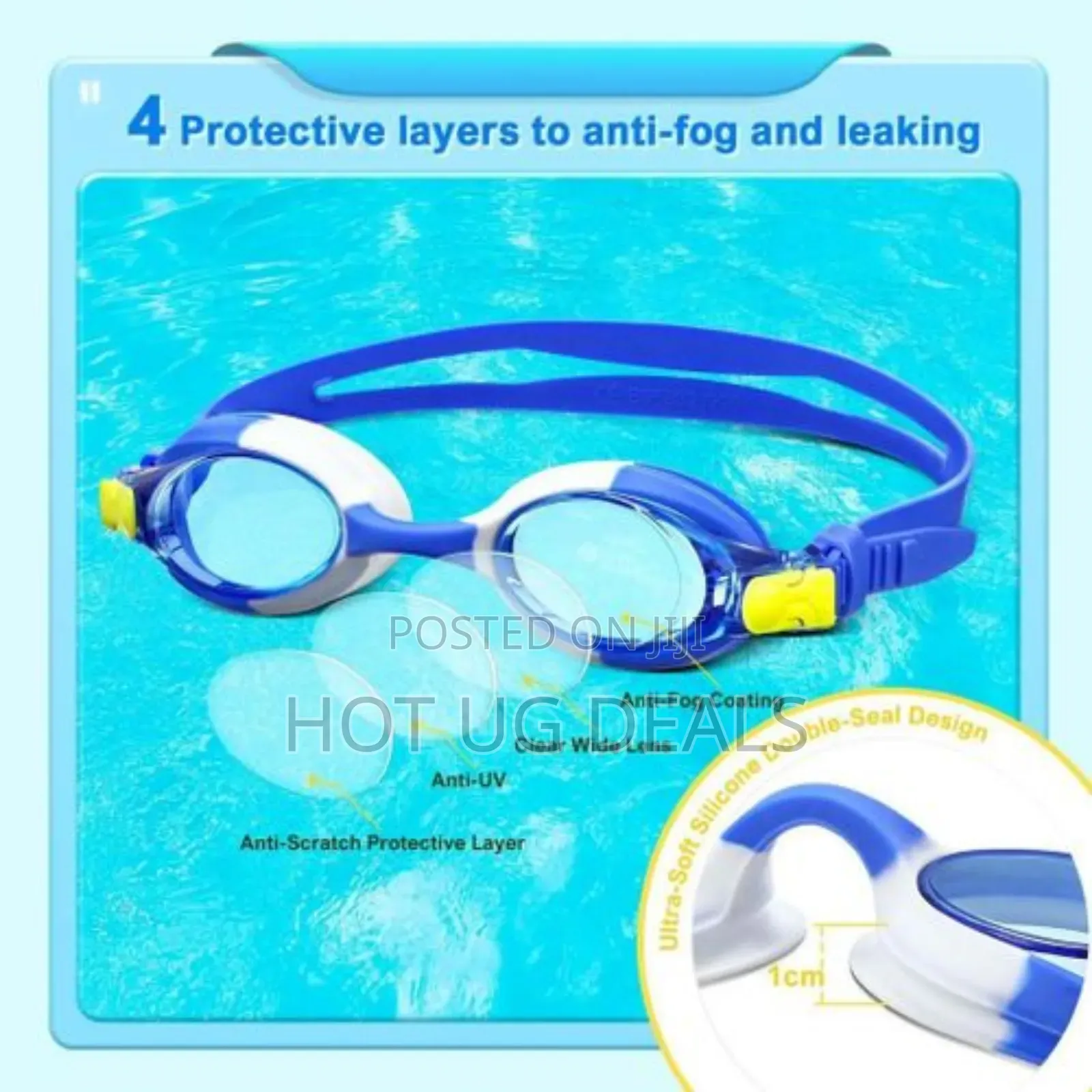 Children's Anti-fog Swimming Goggles Ages 3-12 Waterproof Clear Vision