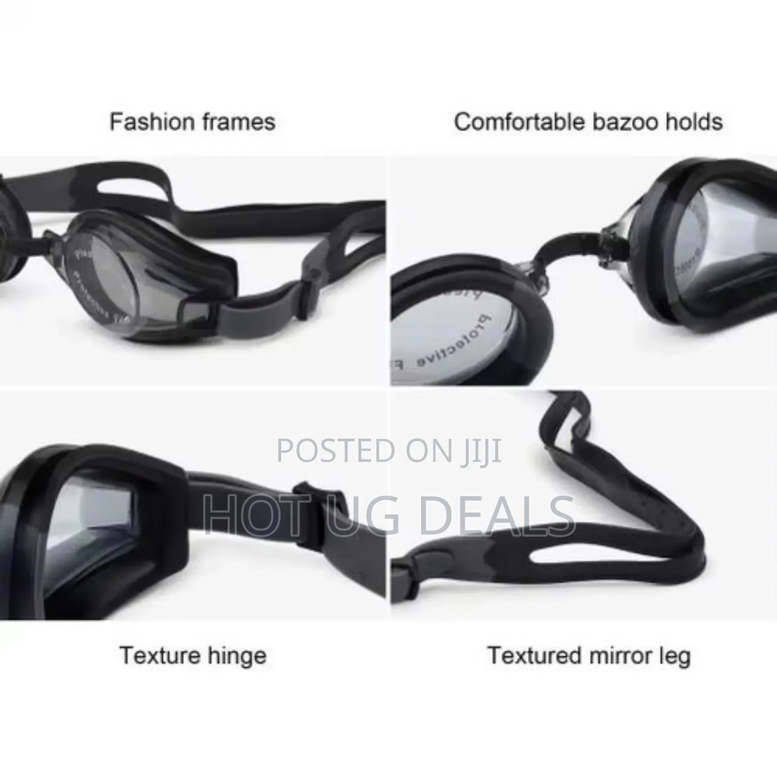 Adult Swimming Goggles Silicone Waterproof With Free Earplugs- Black