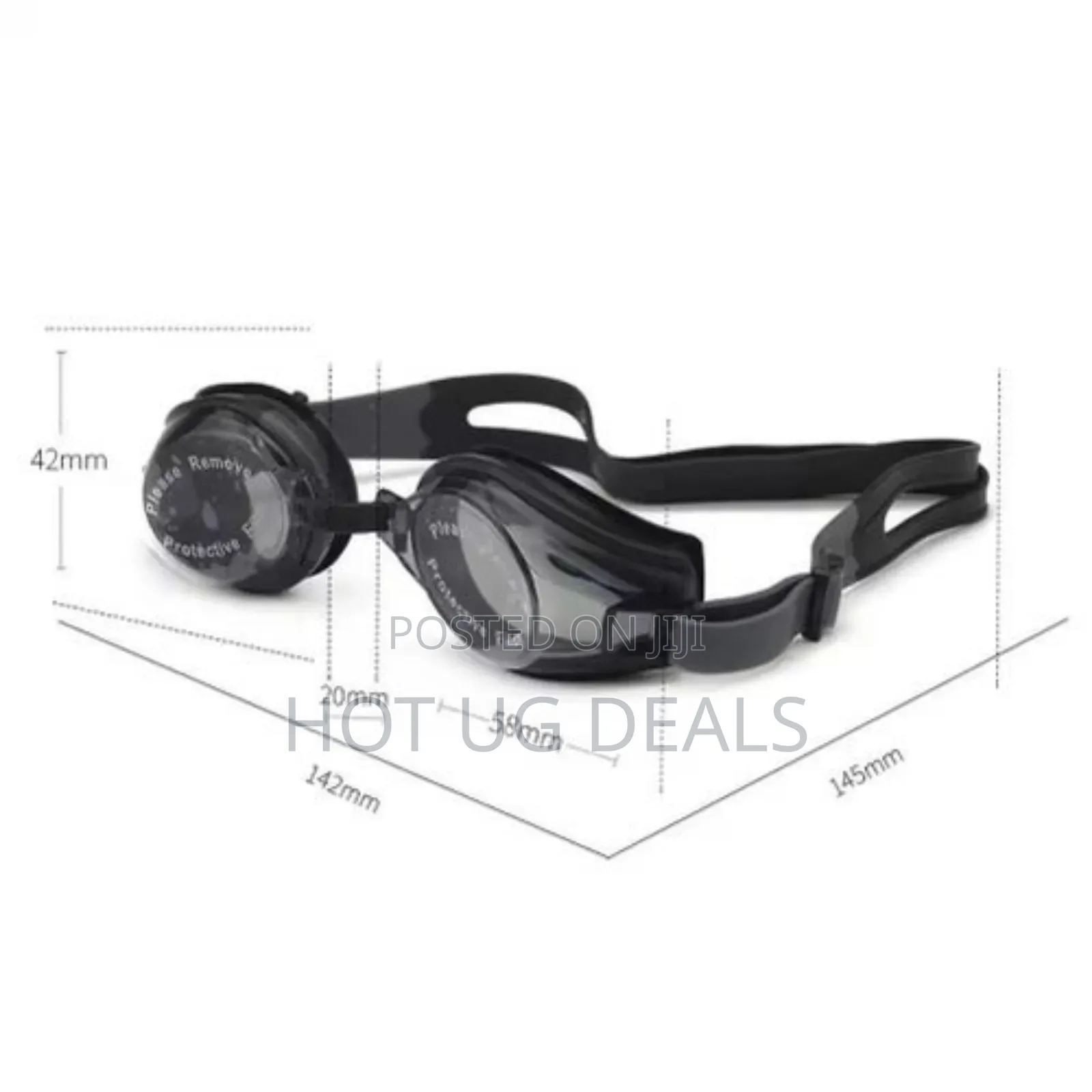 Adult Swimming Goggles Silicone Waterproof With Free Earplugs- Black