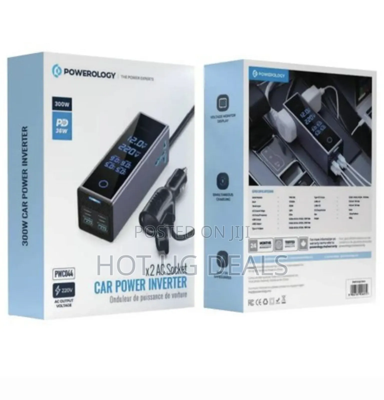 Powerology 2ac Universal 300w Socket Car Power Inverter Pd 36w
