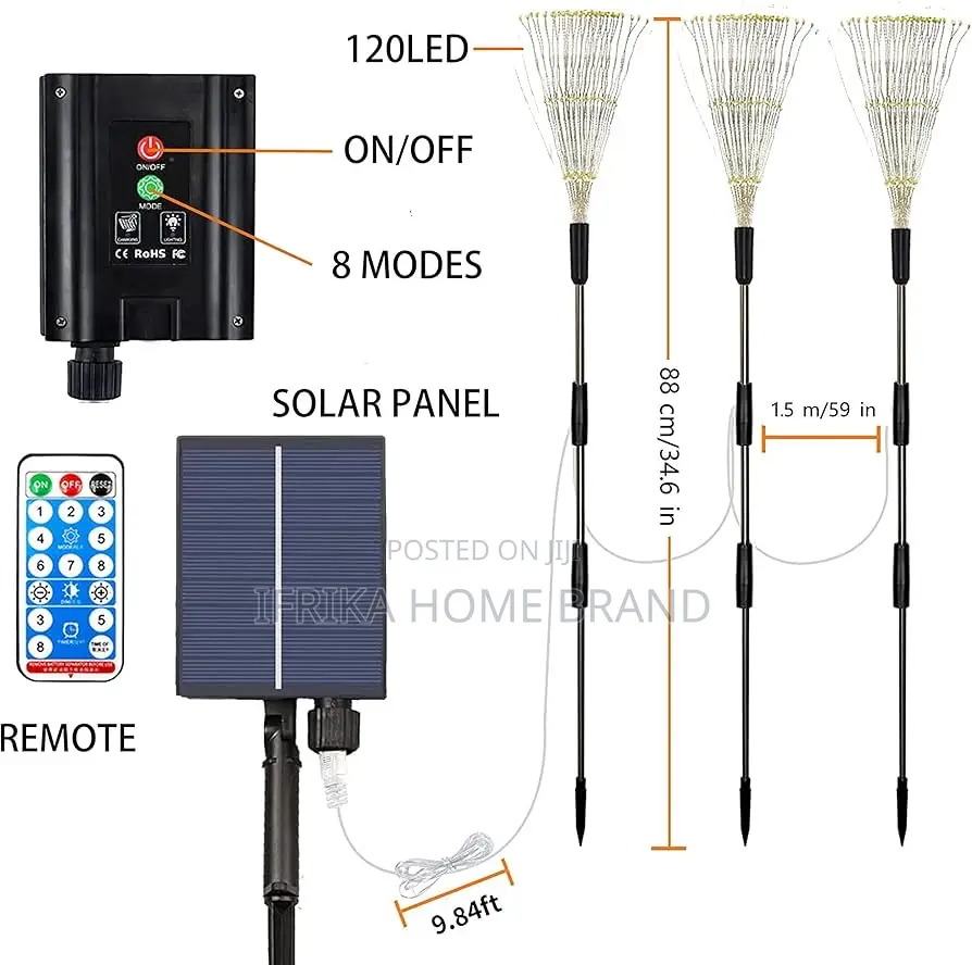 4 Solar-Powered Fiber Optic Garden Lights
