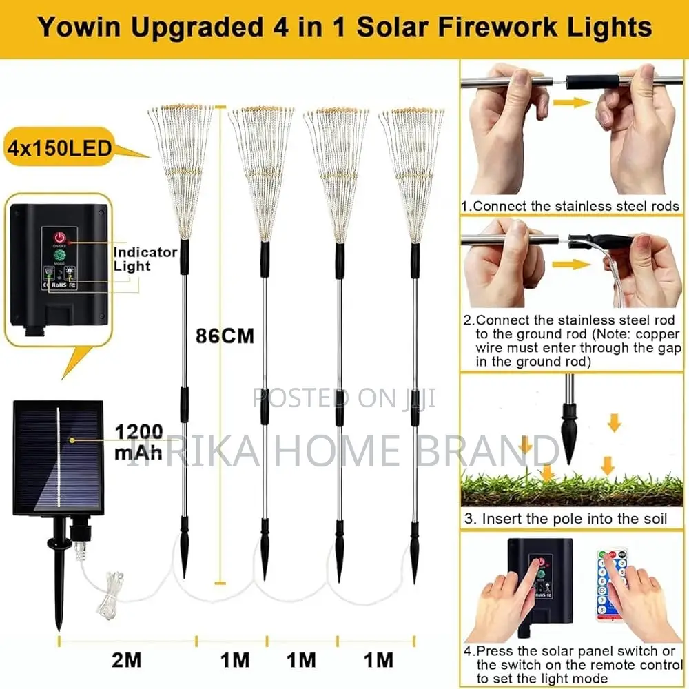 4 Solar-Powered Fiber Optic Garden Lights