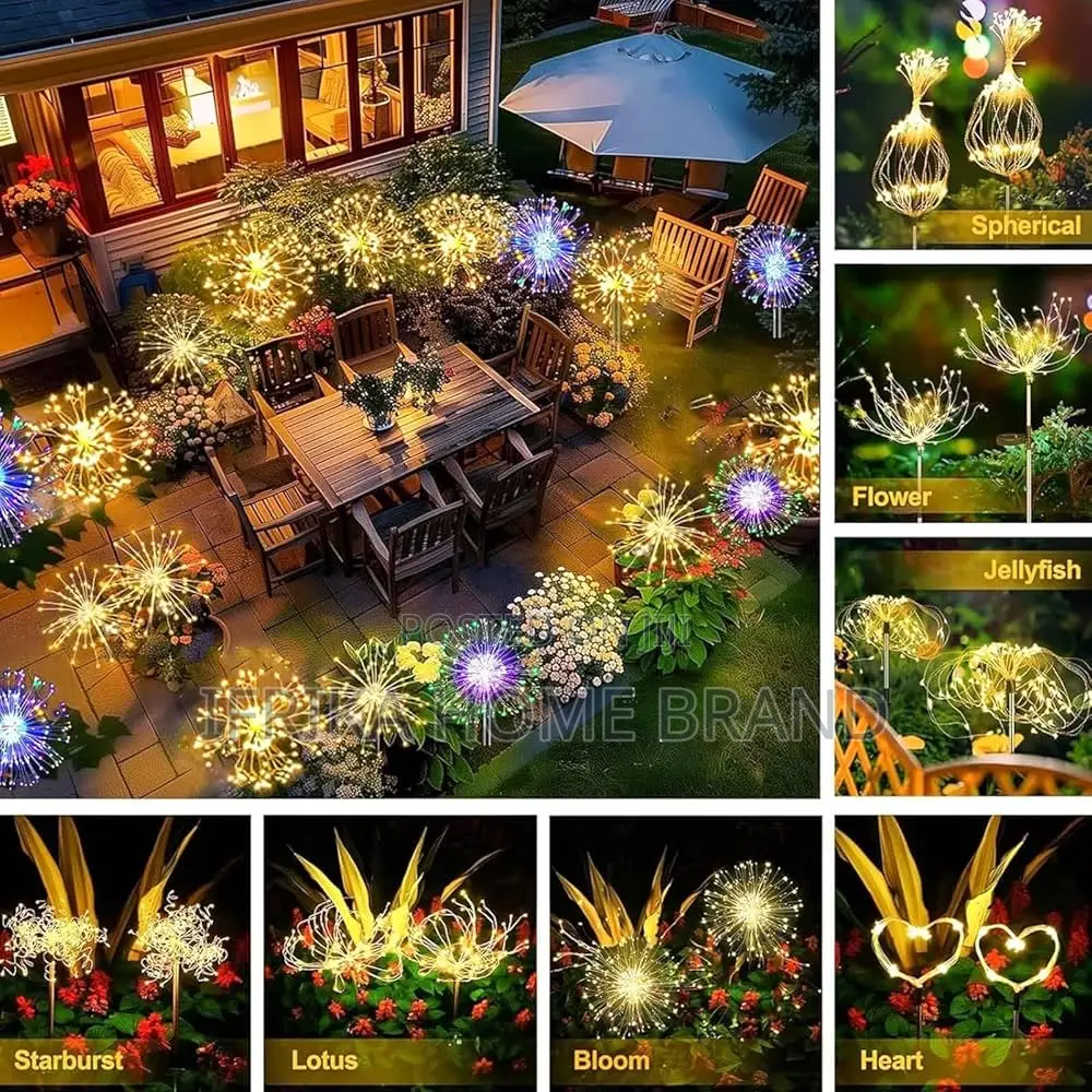 4 Solar-Powered Fiber Optic Garden Lights