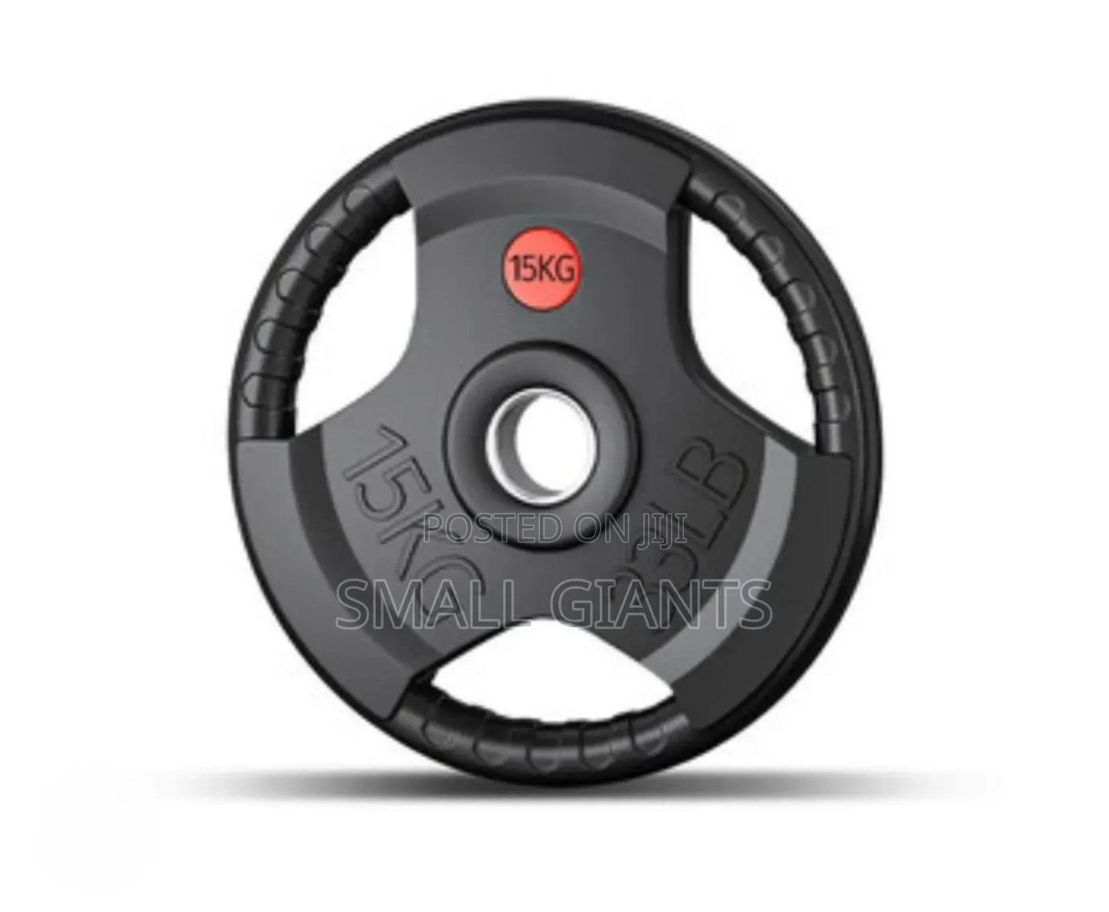 15kg Rubber-Coated Olympic Weight Plate With a Tri-Grip Design