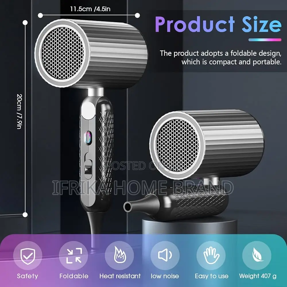 Professional 1800 Ionic Hair Dryer Foldable