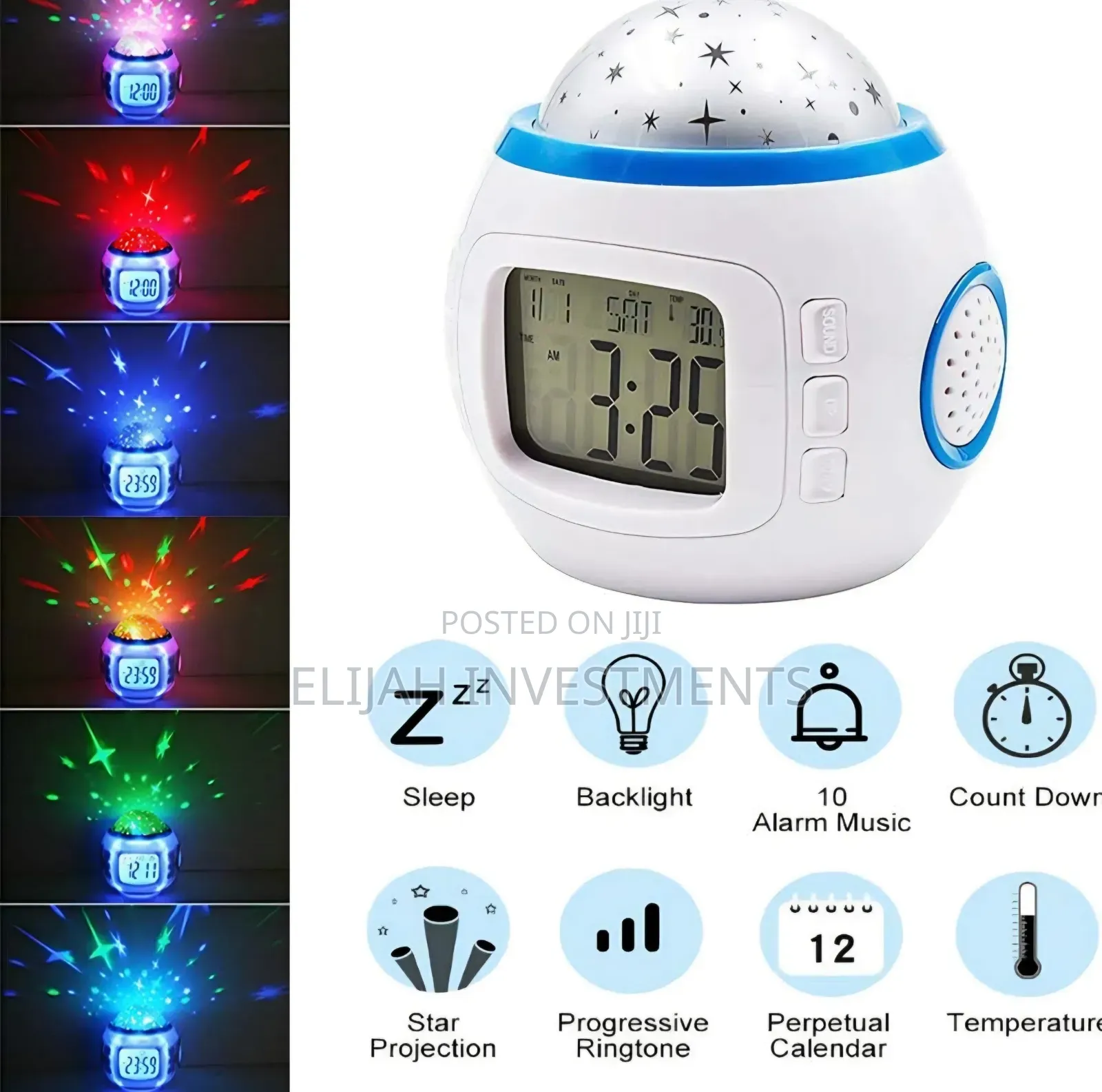 Music and Starry Sky Calendar Projection Alarm Clock