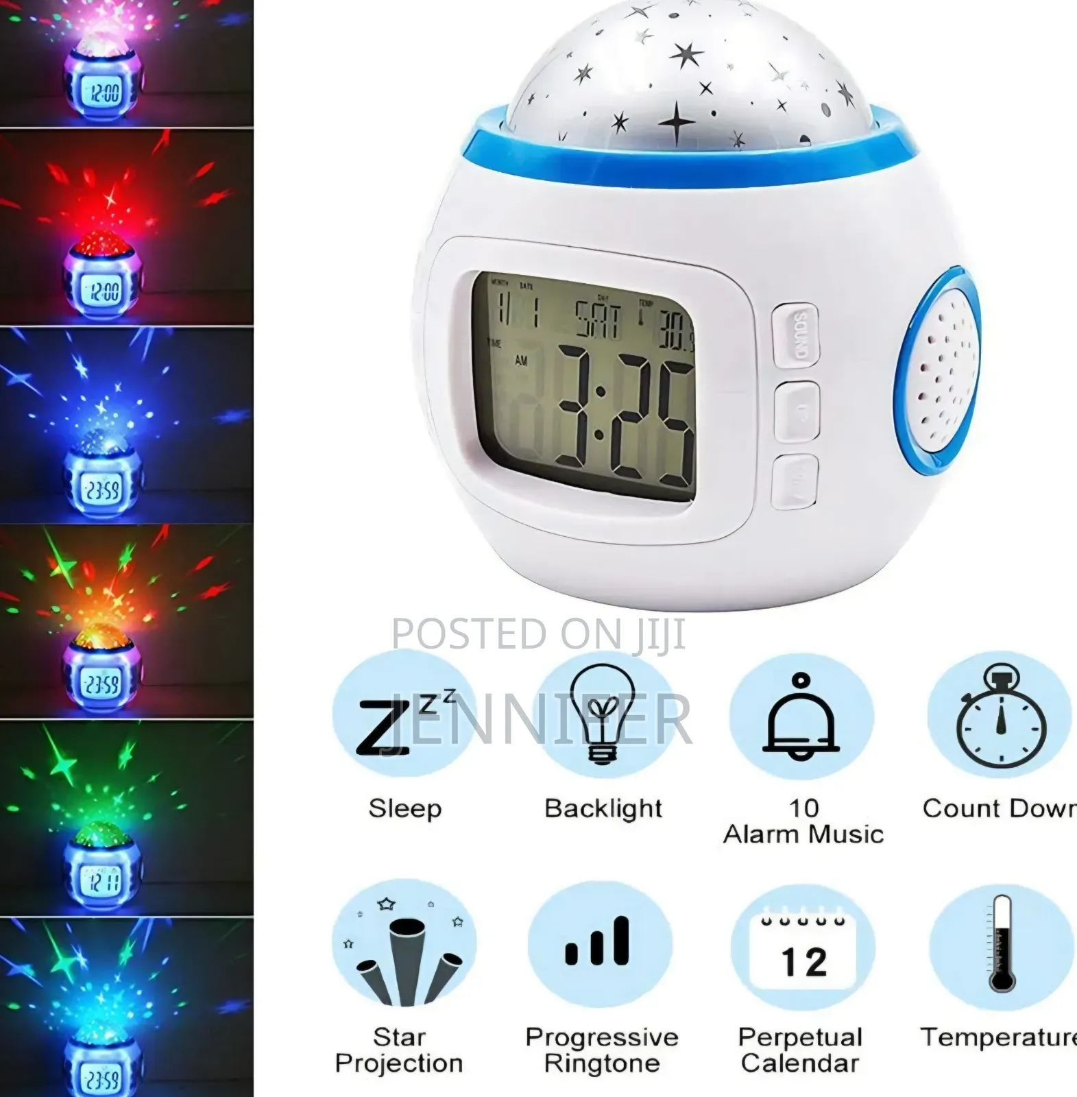 Music and Starry Sky Calendar Projection Alarm Clock