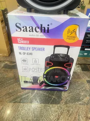 Saachi Trolley Speaker 6340 , Microphone, Bluetooth,Usb, Rechargeable