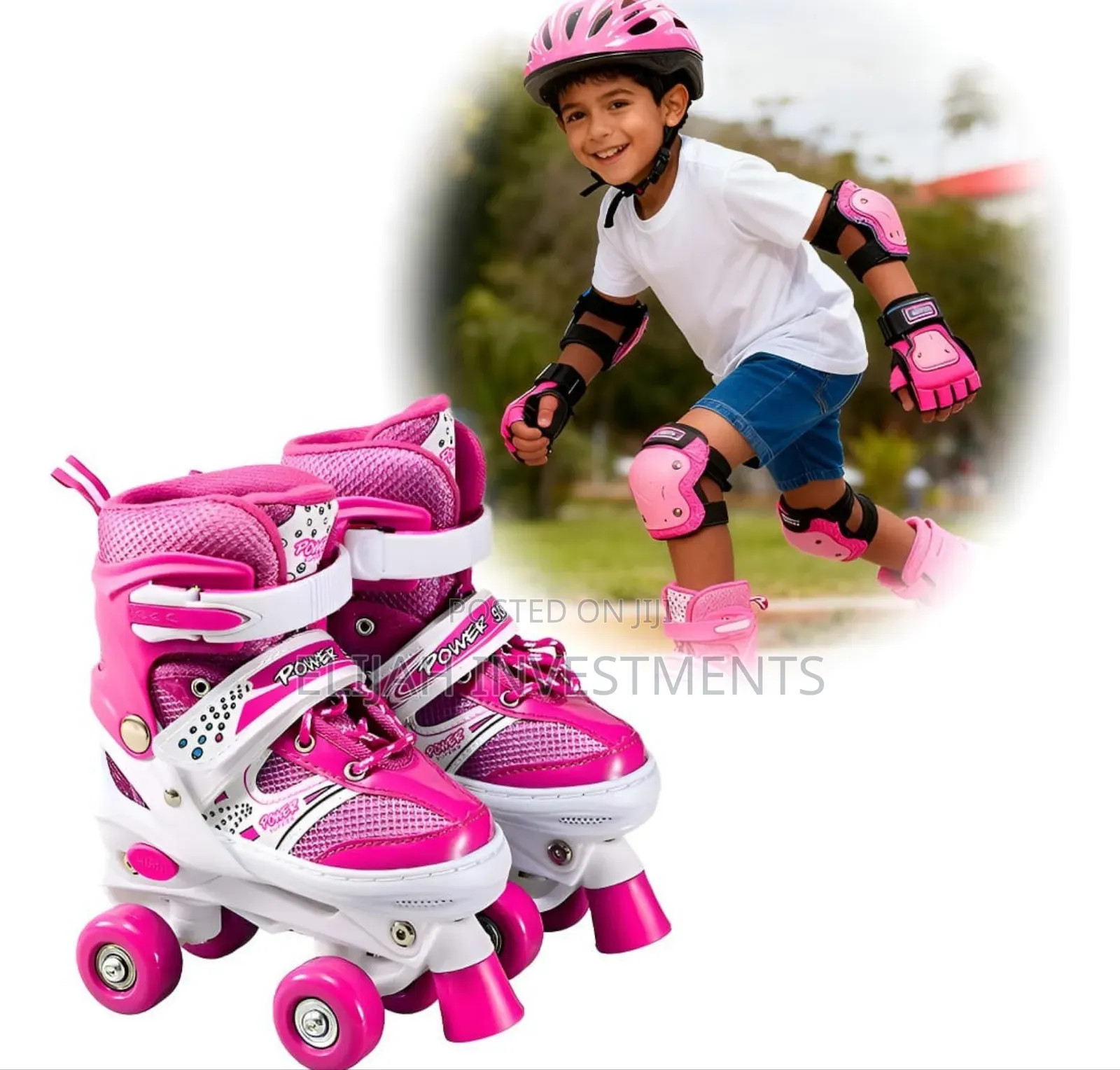 Kids 4 Wheel Roller Skates With Protective Gear
