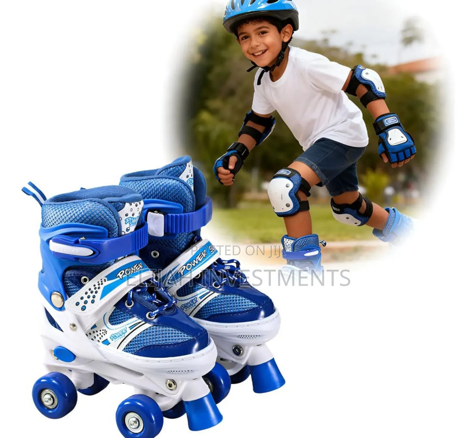 Kids 4 Wheel Roller Skates With Protective Gear