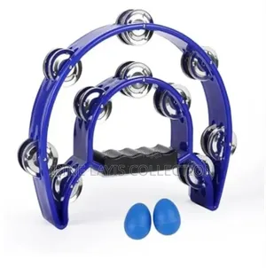 Half-Moon Tambourine/Shakers With Double-Row Metal Jingles.