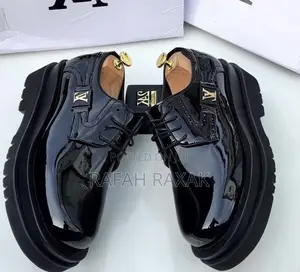 Original Men’S Black Shinny Louis Vuitton Chunky High Sole Oxford Shoe
