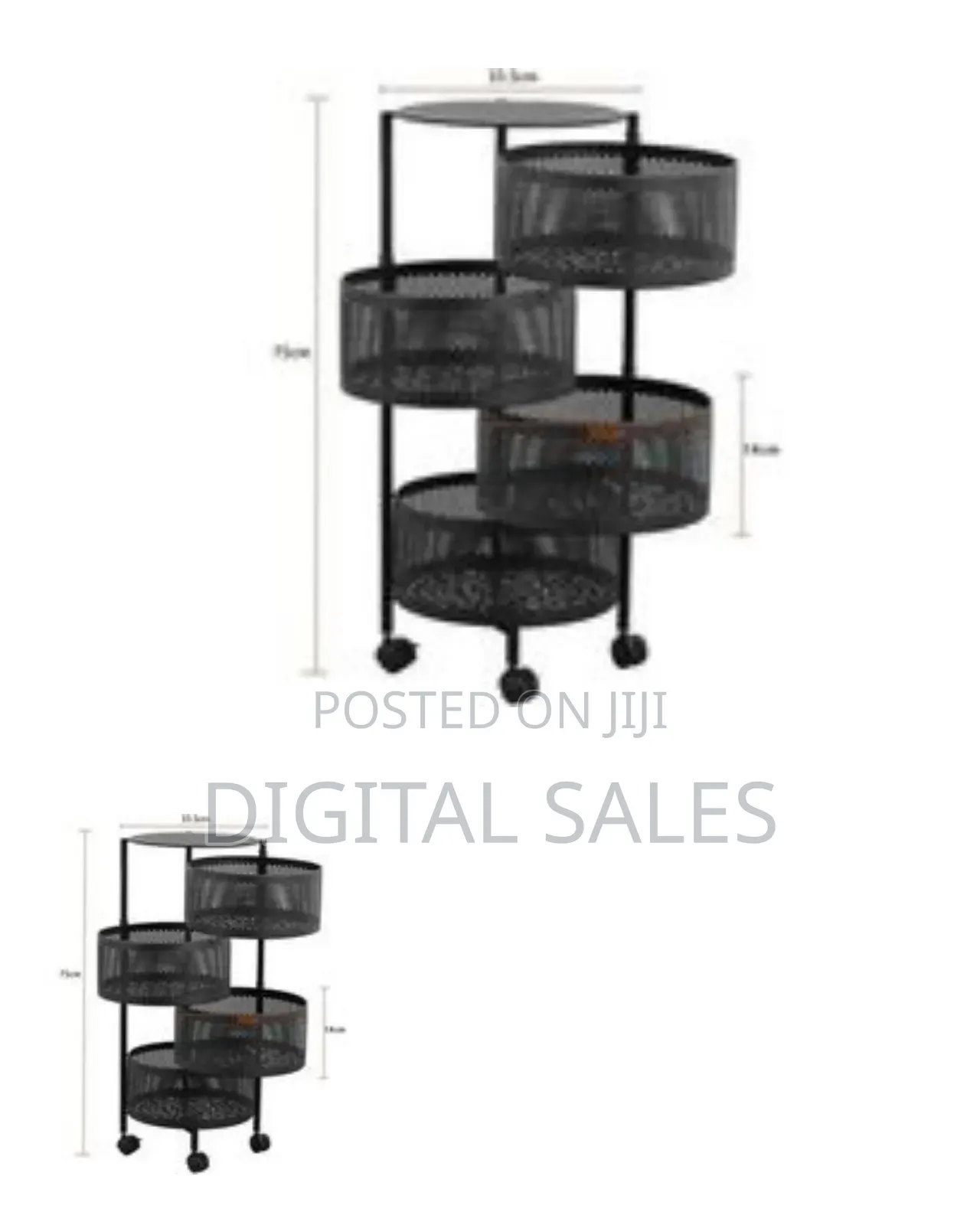 Versatile Multi-tier Rolling Storage Cart / Rotating Kitchen Rack