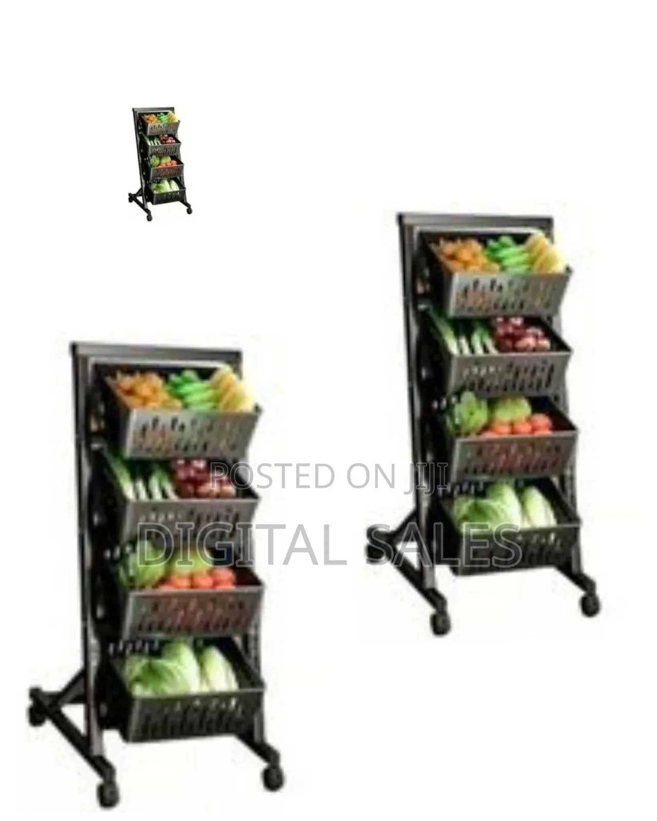 Folding Multi-Tier Rolling Storage Cart / Utility Rack