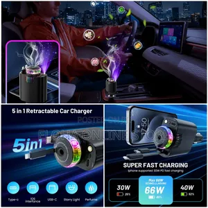 Starlight Retractable Car Charger With Aromatherapy
