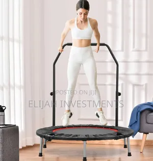 Foldable Mini Exercise Trampoline With an Adjustable Handle Bar
