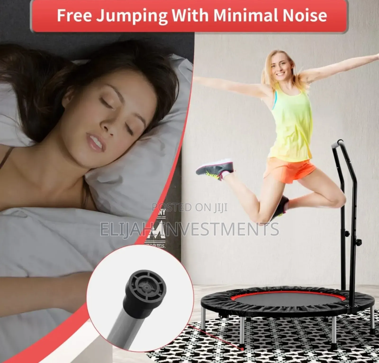 Foldable Mini Exercise Trampoline With an Adjustable Handle Bar