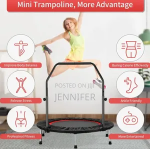 Foldable Mini Exercise Trampoline With an Adjustable Handle Bar