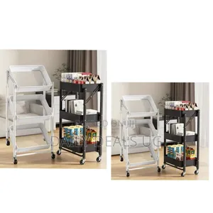 Foldable 3-Tier Rolling Storage Cart - Multicolor