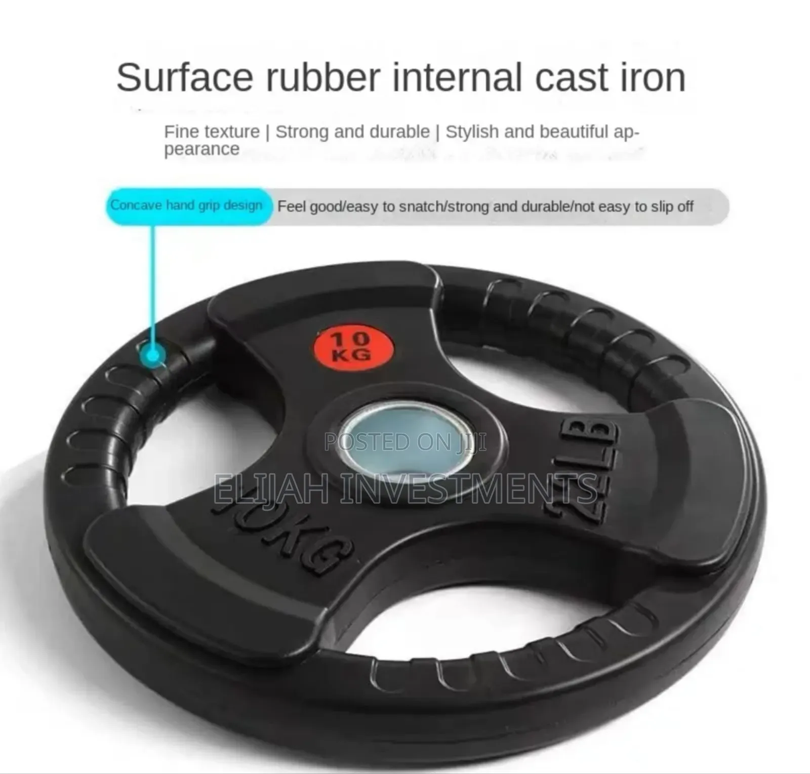 10kg (22lb) Olympic Rubber-Coated Weight Plate