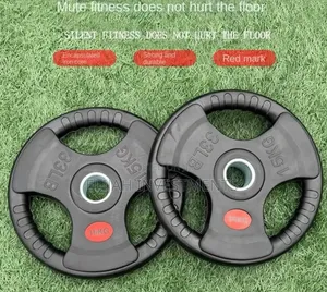 15kg Rubber-Coated Olympic Weight Plate With a Tri-Grip Design