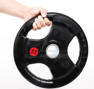 15kg Rubber-Coated Olympic Weight Plate With a Tri-Grip Design