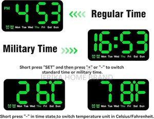 Large 9.5-Inch Digital Wall Clock, Led Alarm Clock With Large Digits,