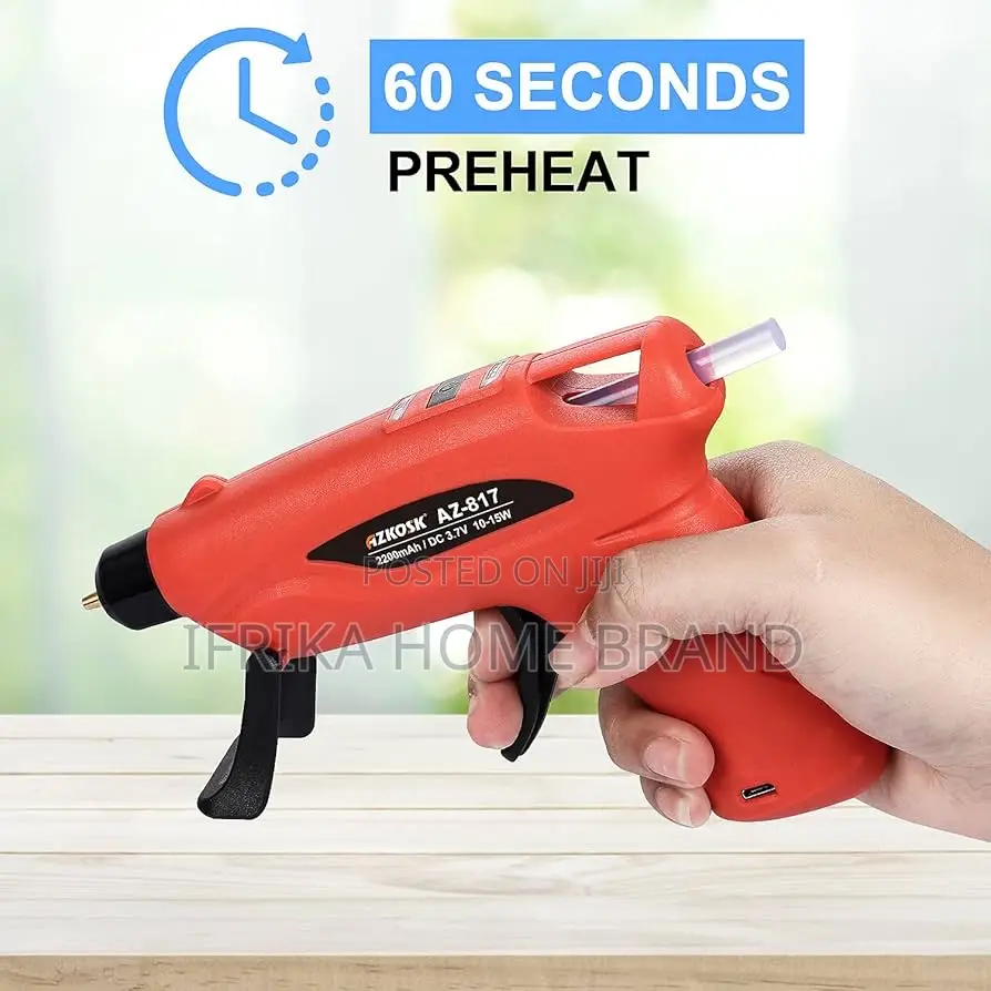 Rechargeable Cordless Hot Melt Glue Gun. Battery Powered