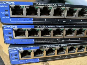 Multiple Linksys Lgs116p 16-Port Gigabit Poe+ Switches