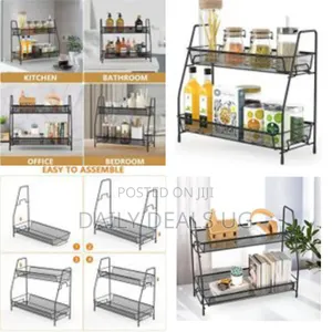 Two-Tiered Metal Mesh Multipurpose Storage Shelf - Multicolor