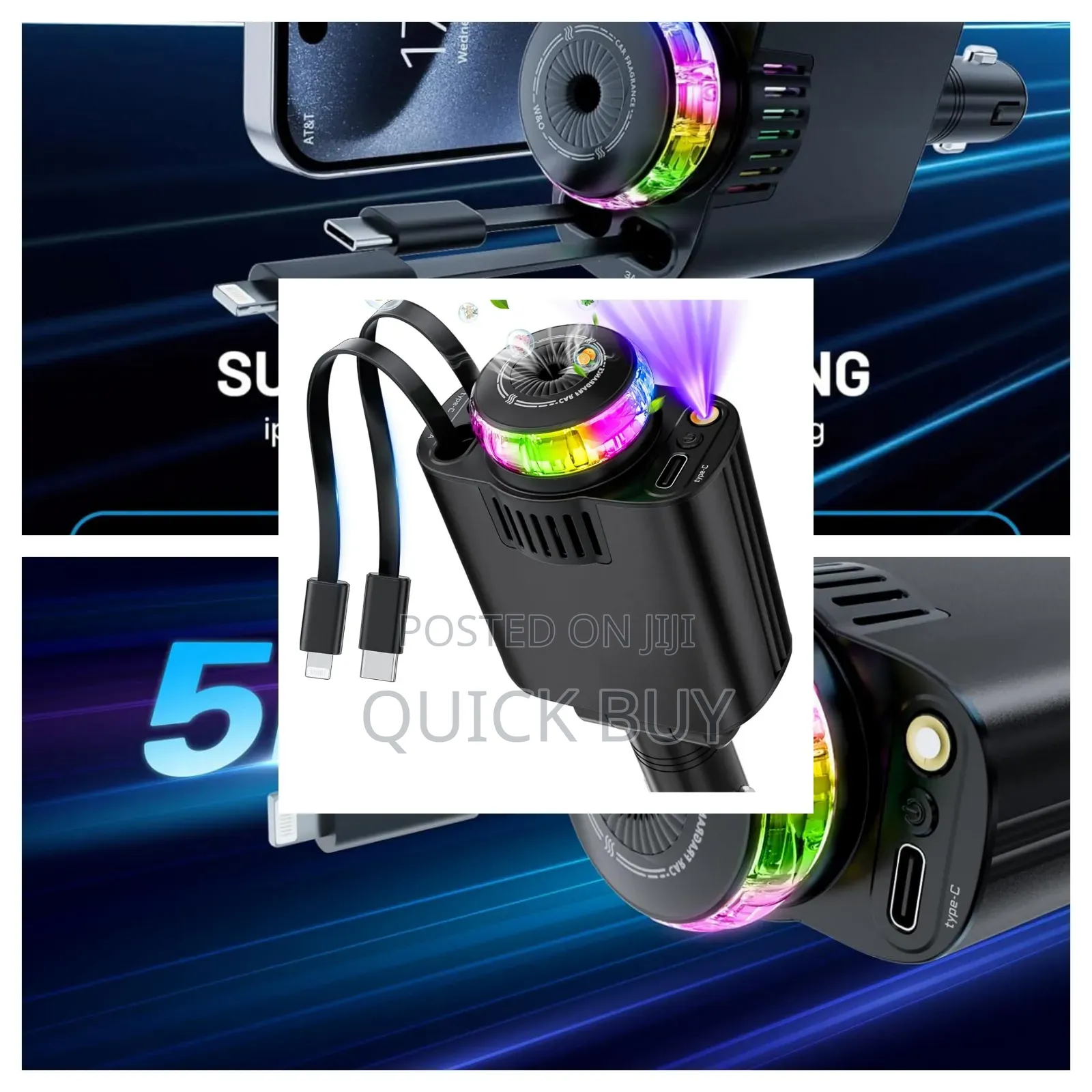 Starlight Retractable Car Charger With Aromatherapy
