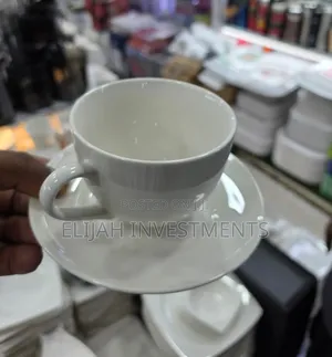 6pcs Plain White Ceramic or Porcelain Tea Cup and Saucer