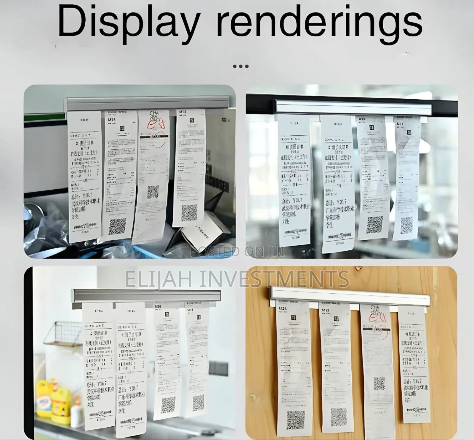 Wall-Mounted Aluminum Slide Check Rack Receipt Holder.