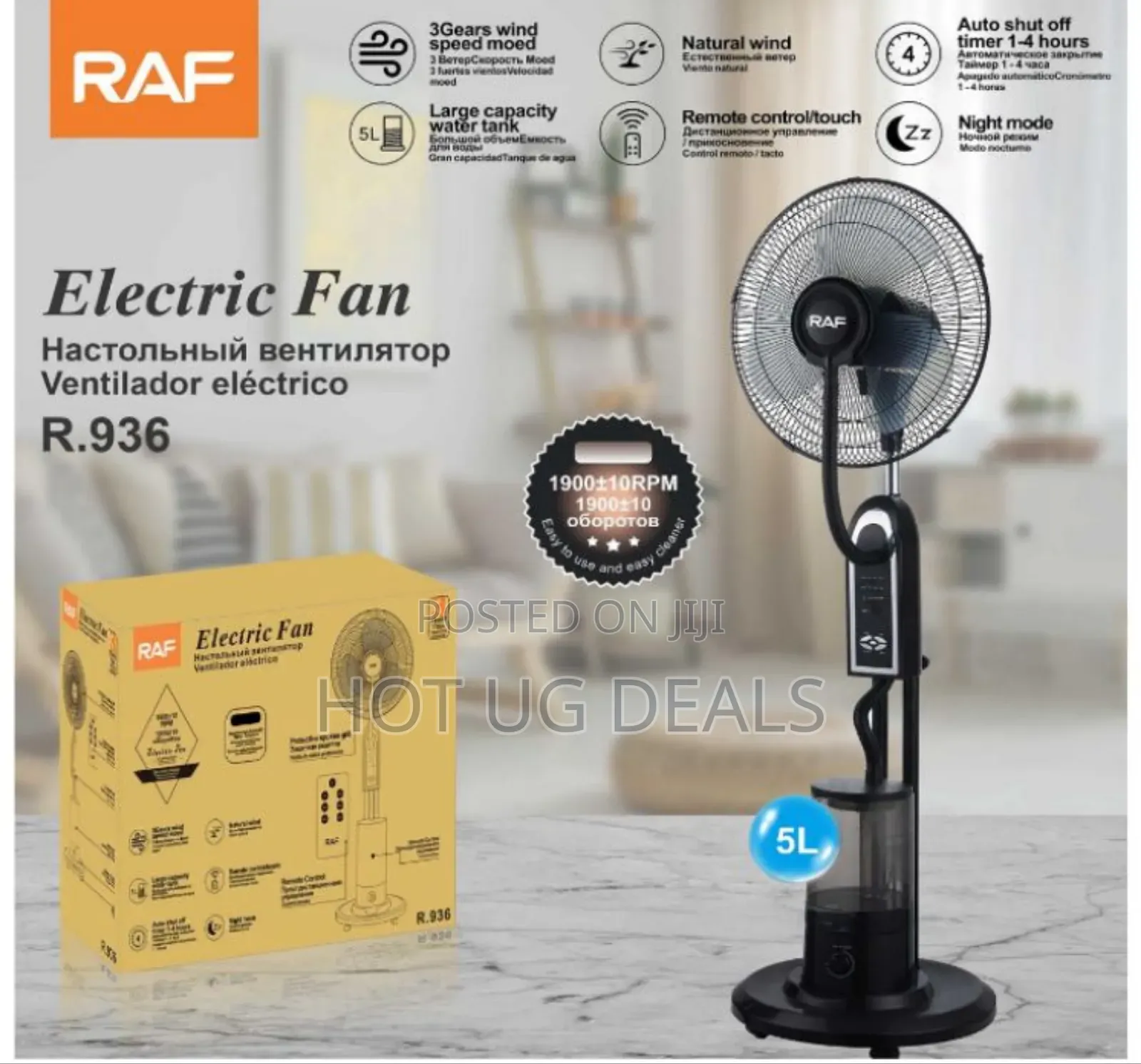 Raf Electric Mist Fan With Water Spray Remote Control