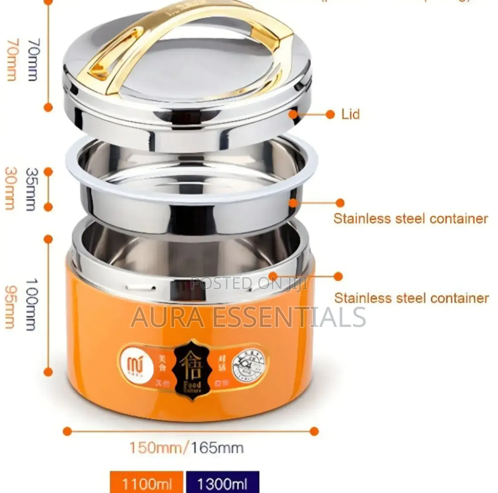 1300ml Insulated Stainless Steel Bento Box Thermos Food Flask