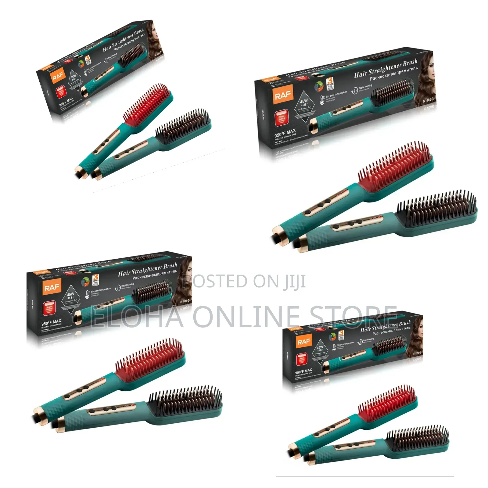 Raf R.406g Natural Hair Straightener Brush