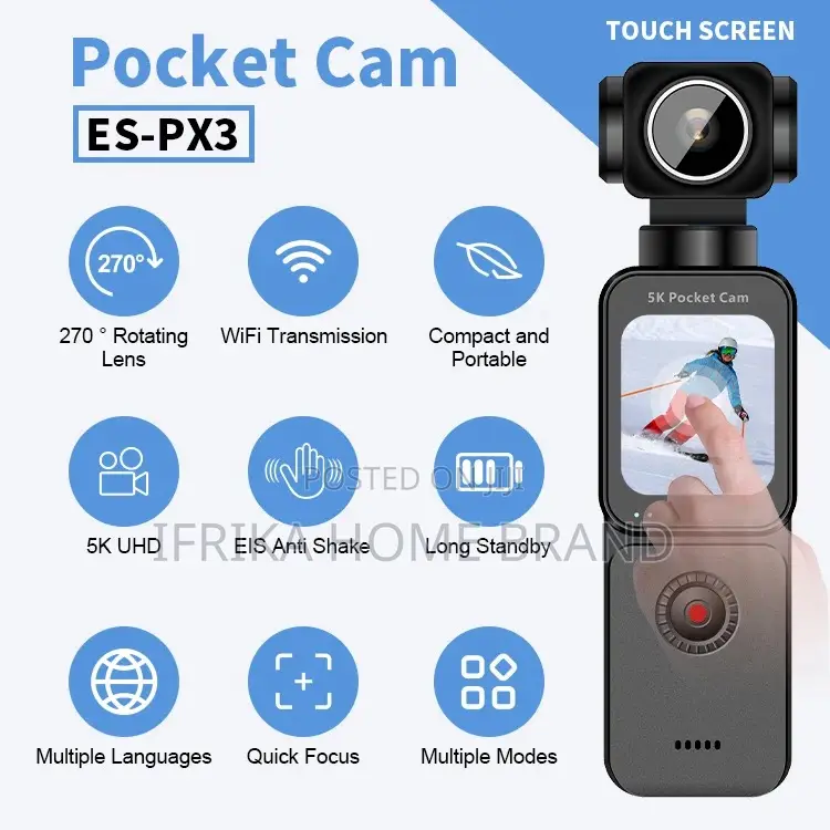 Handheld Pocket Vlogging Camera With 75mp Photo Gimbal